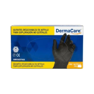 GUANTE DE NITRILO 4MIL AZUL/NEGRO MARCA DERMACARE CAJA CON 100 PZAS