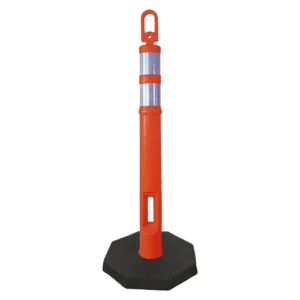 POSTE DELIMITADOR NARANJA CON REFLEJANTES Y BASE